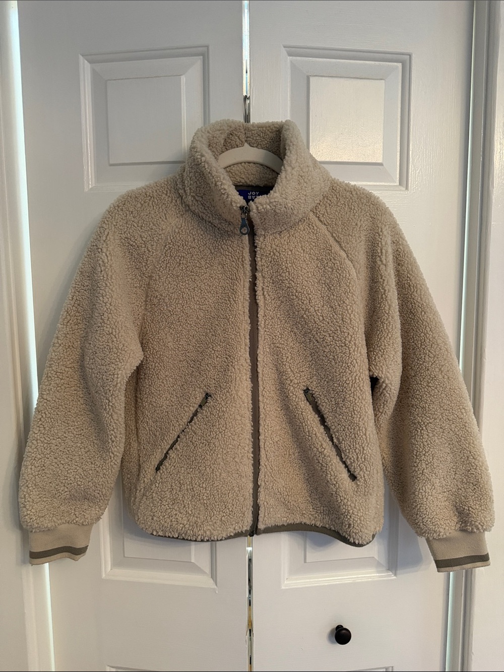 JoyLab Beige Teddy Sherpa Zip Jacket